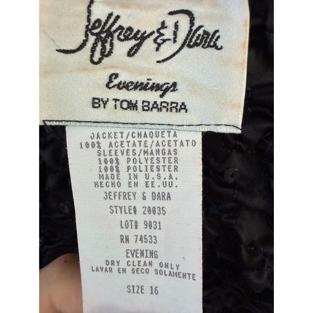 Jeffrey & Dara Black Beaded Evening Jacket Sheer Sleeves Size 16 - Picture 4 of 6